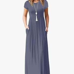 NWT GRECERELLE Short Sleeve Crewneck High Waist Casual Loose Long Dress